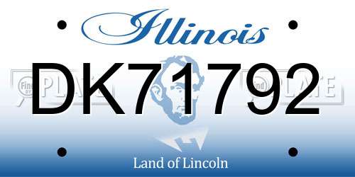 DK71792 Illinois License Plate