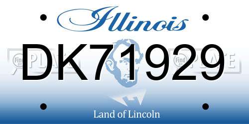 DK71929 Illinois License Plate