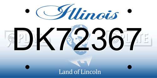 DK72367 Illinois License Plate