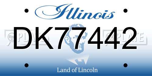 DK77442 Illinois License Plate
