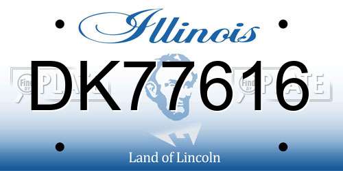 DK77616 Illinois License Plate