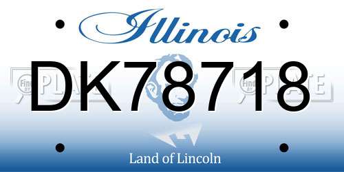 DK78718 Illinois License Plate