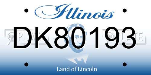 DK80193 Illinois License Plate
