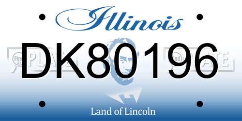 DK80196 Illinois License Plate