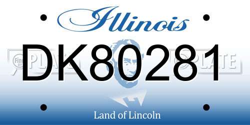DK80281 Illinois License Plate