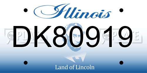 DK80919 Illinois License Plate