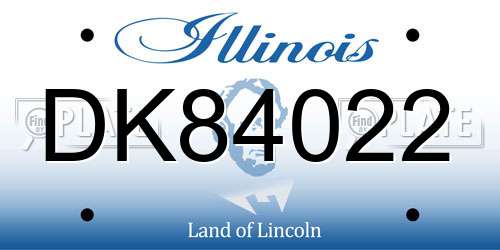 DK84022 Illinois License Plate