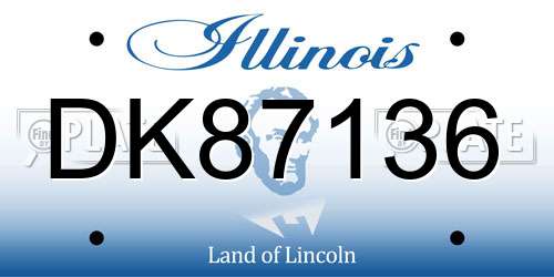 DK87136 Illinois License Plate