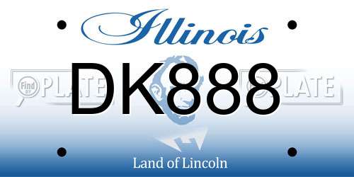 DK888 Illinois License Plate