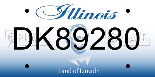 DK89280 Illinois License Plate