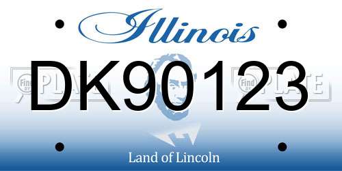 DK90123 Illinois License Plate