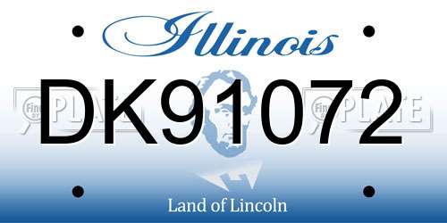 DK91072 Illinois License Plate