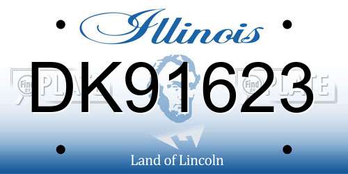 DK91623 Illinois License Plate