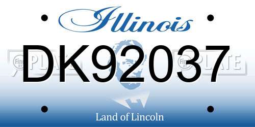 DK92037 Illinois License Plate