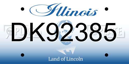 DK92385 Illinois License Plate