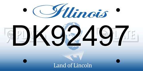 DK92497 Illinois License Plate