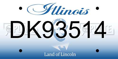 DK93514 Illinois License Plate