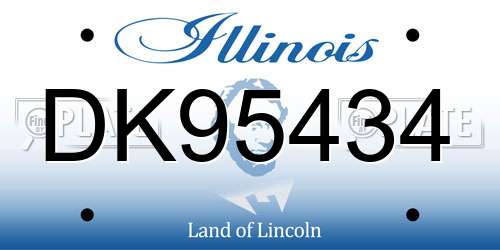 DK95434 Illinois License Plate
