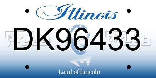 DK96433 Illinois License Plate