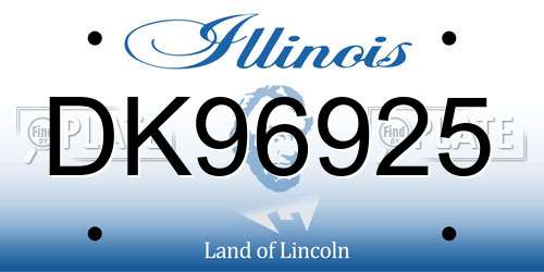 DK96925 Illinois License Plate