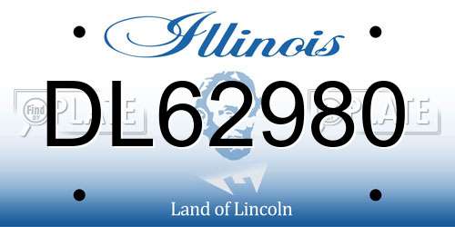 DL62980 Illinois License Plate