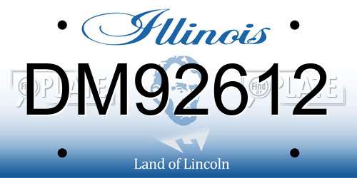 DM92612 Illinois License Plate