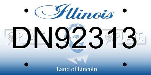 DN92313 Illinois License Plate