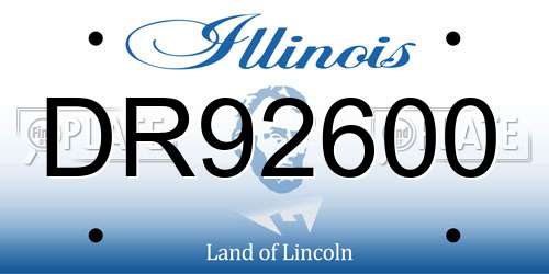 DR92600 Illinois License Plate