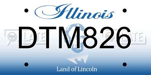 DTM826 Illinois License Plate