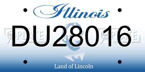 DU28016 Illinois License Plate