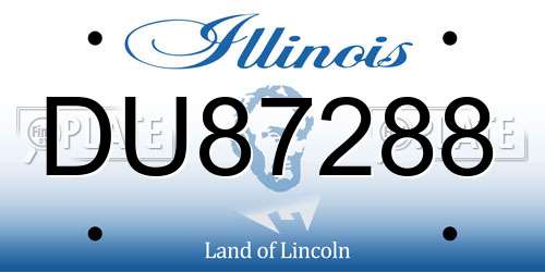 DU87288 Illinois License Plate