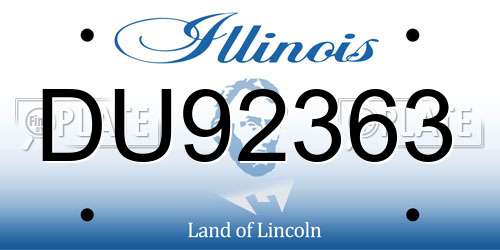 DU92363 Illinois License Plate