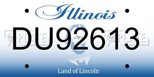 DU92613 Illinois License Plate