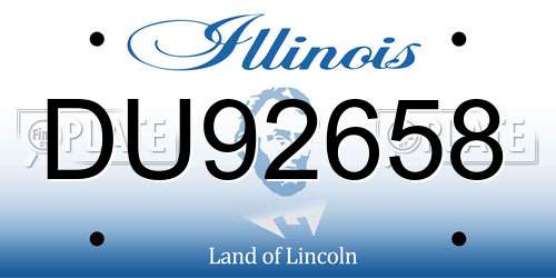 DU92658 Illinois License Plate