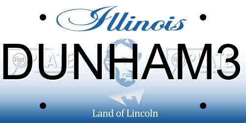 DUNHAM3 Illinois License Plate
