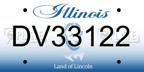 DV33122 Illinois License Plate