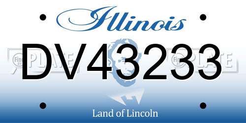 DV43233 Illinois License Plate