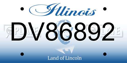 DV86892 Illinois License Plate