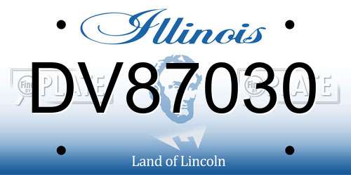 DV87030 Illinois License Plate