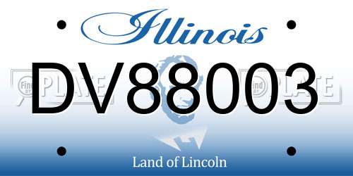 DV88003 Illinois License Plate