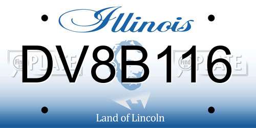 DV8B116 Illinois License Plate