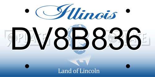 DV8B836 Illinois License Plate