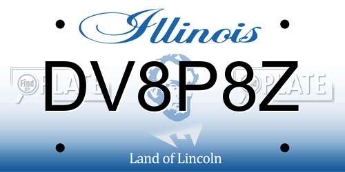 DV8P8Z Illinois License Plate
