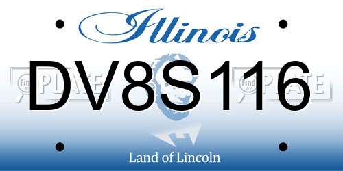DV8S116 Illinois License Plate
