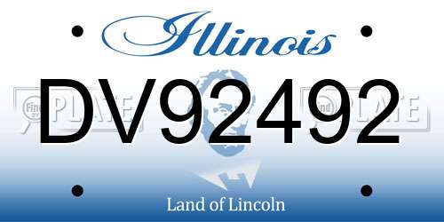 DV92492 Illinois License Plate