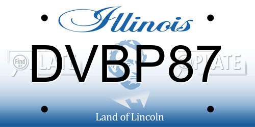 DVBP87 Illinois License Plate