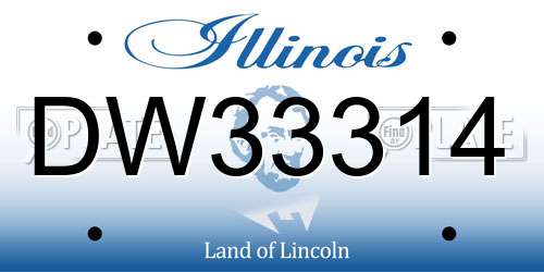 DW33314 Illinois License Plate