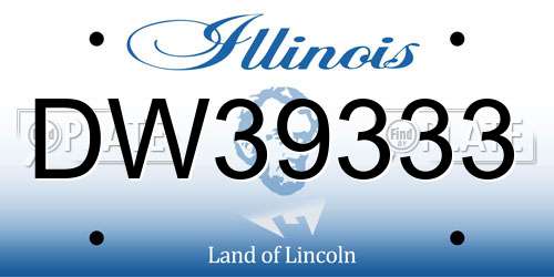 DW39333 Illinois License Plate