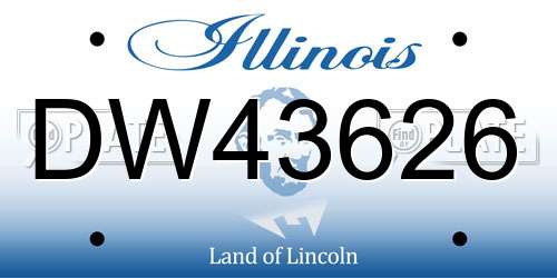 DW43626 Illinois License Plate