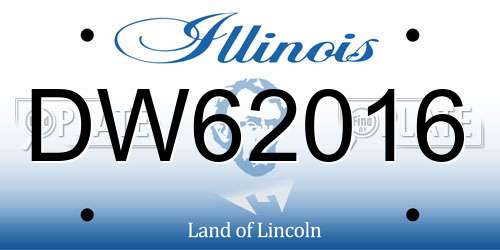 DW62016 Illinois License Plate